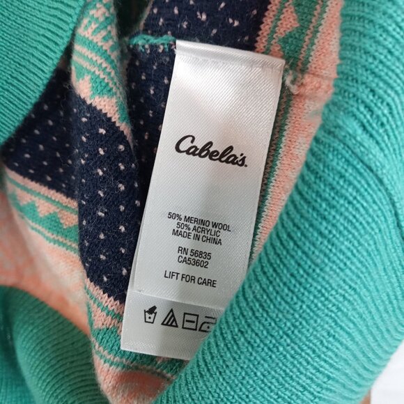 Cabelas Womens Sweater Size XXL Merino Wool Blend Pullover Long Sleeve Blue Pink - Picture 8 of 10